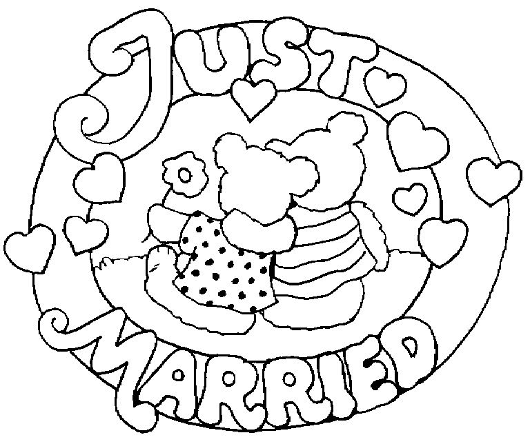 coloriage mariage just married
